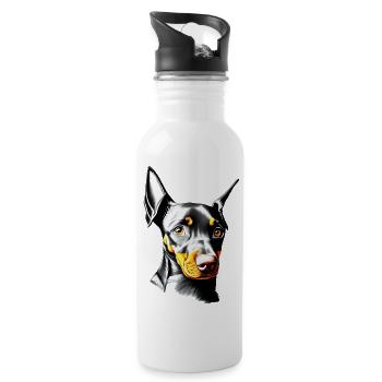 Doberman Doberman chiot chien Doberman dresseur - Gourde avec paille intégrée - blanc - Droite