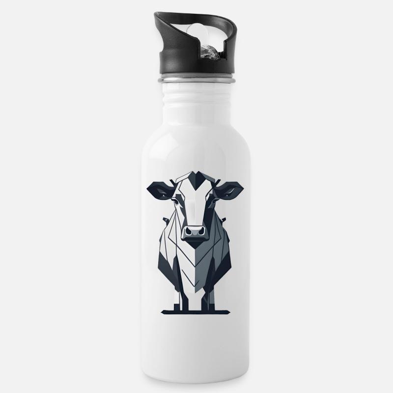 Vache géométrique - Gourde avec paille intégrée - blanc