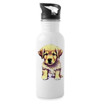Golden Retriever Dog Owner Dog Puppy - Gourde avec paille intégrée - blanc - Droite