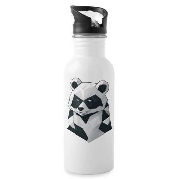 Minimalistischer Panda - Trinkflasche mit integriertem Trinkhalm - Weiß - Rechts