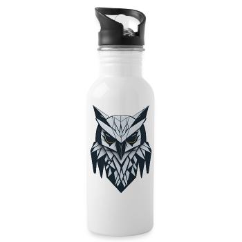 Hibou géométrique - Gourde avec paille intégrée - blanc - Droite