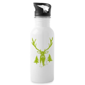 Noble Stag Forest - Cerf avec des bois - Gourde avec paille intégrée - blanc - Droite