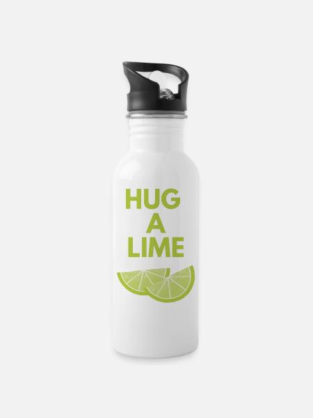 HUG A LIME - Water bottle with straw - white