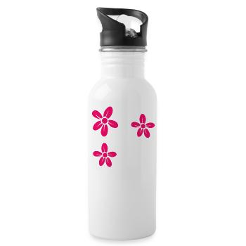 Flower Blume Pflanze - Trinkflasche mit integriertem Trinkhalm - Weiß - Rechts