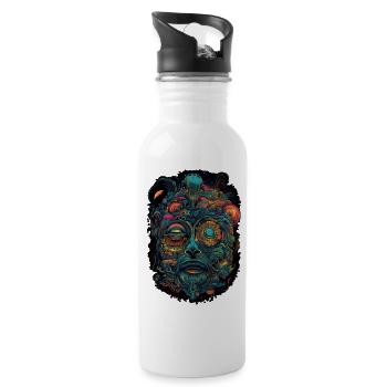 Trippy Explosion - Psychedelic Motif - Water bottle with straw - white - Right