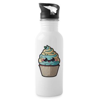Cute Cupcake Muffin - Water bottle with straw - white - Right