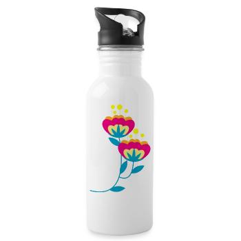 Flower Flower Plant - Water bottle with straw - white - Right