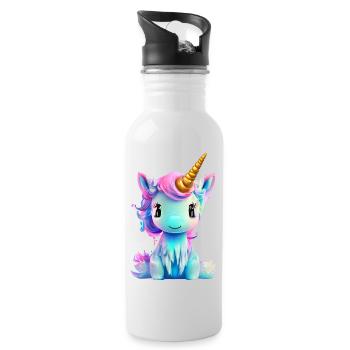 Unicorn Girl Unicorn Mythical Animal Unicorns - Water bottle with straw - white - Right