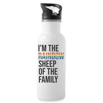 I ́m the Rainbow Sheep in the Family - Water bottle with straw - white - Right