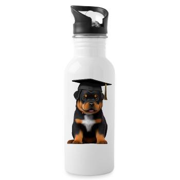 Études Chiens Bachelor Rottweiler Diplôme de l’Ecole - Gourde avec paille intégrée - blanc - Droite