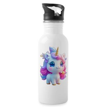 Licorne magique Kawaii - Gourde avec paille intégrée - blanc - Droite