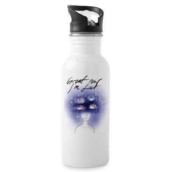 Lost in thought - Water bottle with straw - white - Right