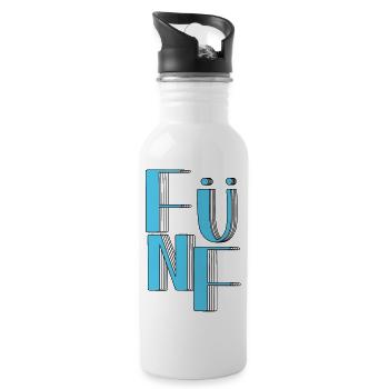 Zahl Fünf - Trinkflasche mit integriertem Trinkhalm - Weiß - Rechts