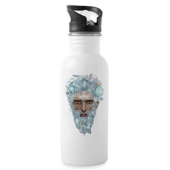 geheimnisvolles Porträt eines Wassermanns - Trinkflasche mit integriertem Trinkhalm - Weiß - Rechts