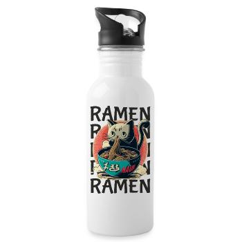 Ramen Katze Kawaii Nudeln Japanische Ramen Katze - Trinkflasche mit integriertem Trinkhalm - Weiß - Rechts