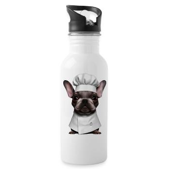 Bulldog Dogs Restaurateur Dog Owner Dog Cooks - Water bottle with straw - white - Right