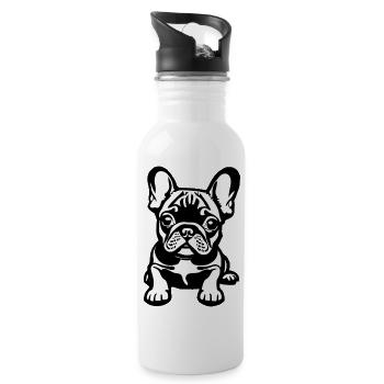 Propriétaire de chien Bulldog Chiens Chien propriétaire de chien - Gourde avec paille intégrée - blanc - Droite