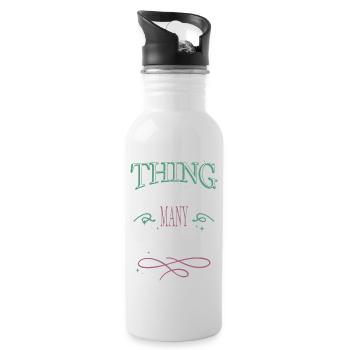 book lover feminine book children book fan - Water bottle with straw - white - Right