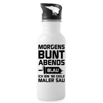 Geile Maler Sau - Trinkflasche mit integriertem Trinkhalm - Weiß - Rechts