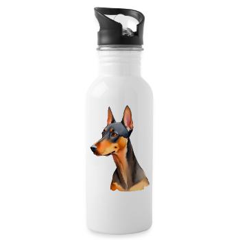 Doberman - Gourde avec paille intégrée - blanc - Droite