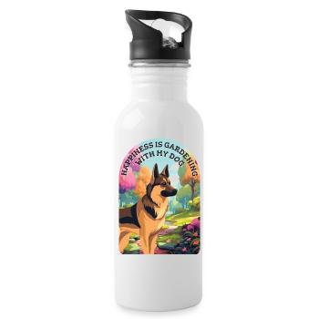 Berger Allemand Chien de jardin Propriétaire Chiens Chien Jardinier - Gourde avec paille intégrée - blanc - Droite