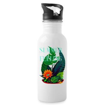 SUMMER FEELING - Trinkflasche mit integriertem Trinkhalm - Weiß - Rechts