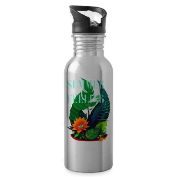 SUMMER FEELING - Trinkflasche mit integriertem Trinkhalm - Lightsilver - Rechts