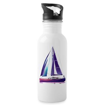 Segler Segelschiff Segeln Segelboot Segelsport - Trinkflasche mit integriertem Trinkhalm - Weiß - Rechts