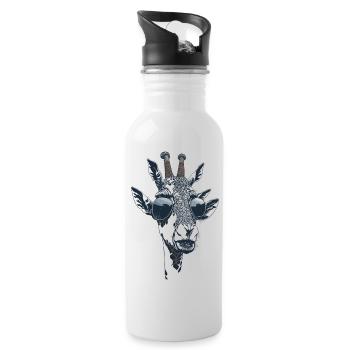 The portrait of a giraffe with sunglasses - Water bottle with straw - white - Right