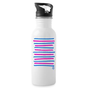Gesprühte Graffiti Linien, Druckfarbe frei wählbar - Trinkflasche mit integriertem Trinkhalm - Weiß - Rechts