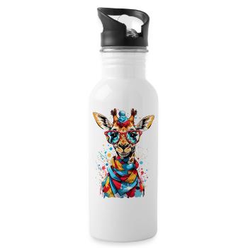 Coole Giraffe - Trinkflasche mit integriertem Trinkhalm - Weiß - Rechts