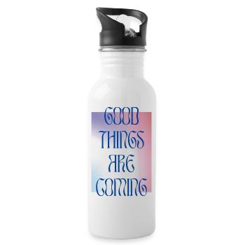 GOOD THINGS ARE COMING - colourful - Water bottle with straw - white - Right