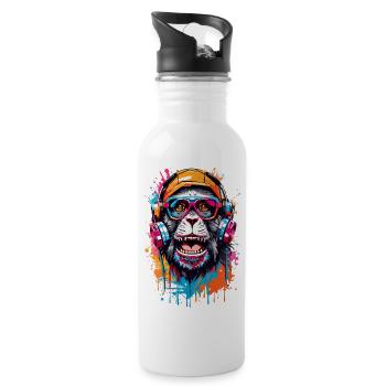 Coole Affe - Trinkflasche mit integriertem Trinkhalm - Weiß - Rechts