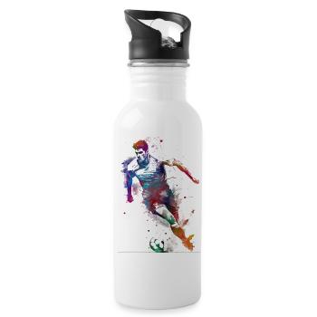 Fußballspieler Sport Kunst #football #soccer - Trinkflasche mit integriertem Trinkhalm - Weiß - Rechts