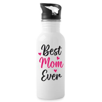 Beste Mutter aller Zeiten - Trinkflasche mit integriertem Trinkhalm - Weiß - Rechts