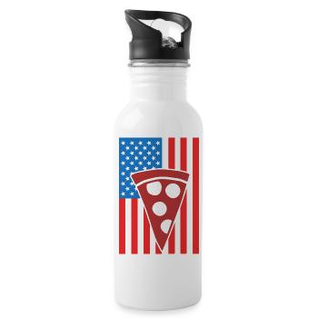 Pizza USA Flag - Water bottle with straw - white - Right