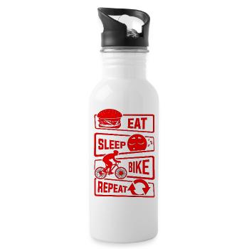cyclist cycling bmx bike sport mountain biking hobby - Water bottle with straw - white - Right
