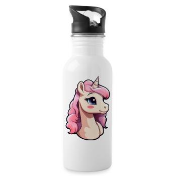 Bébé licorne - Gourde avec paille intégrée - blanc - Droite