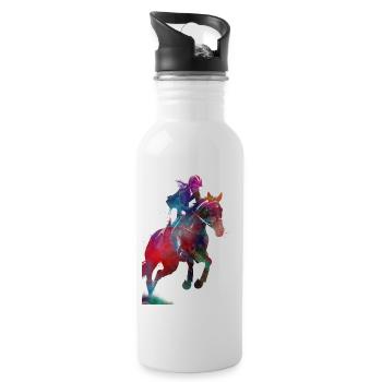 Rider #rider #horse #sport - Water bottle with straw - white - Right