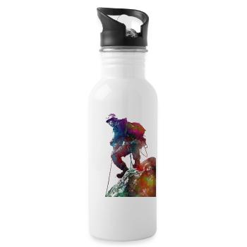 Mountaineer climbing sport art #mountaineer #climb - Water bottle with straw - white - Right