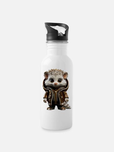 Mister Spike - Water bottle with straw - white
