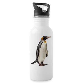 majestic king penguin - Water bottle with straw - white - Right