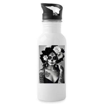 Santa Muerte II - Water bottle with straw - white - Right