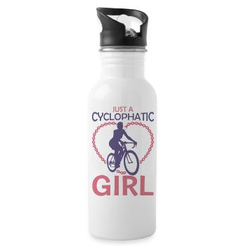 Cyclist Girl - Water bottle with straw - white - Right