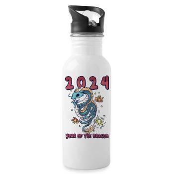 Chinese New Year Dragon China Asian I Gift - Water bottle with straw - white - Right