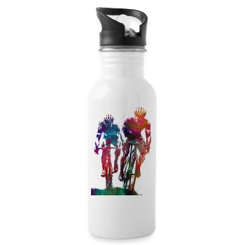 Two cyclers sport art - Water bottle with straw - white - Right