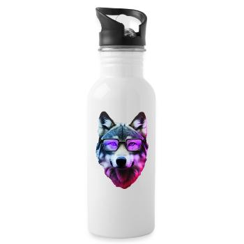 Wolf - Trinkflasche mit integriertem Trinkhalm - Weiß - Rechts