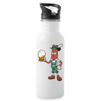Octoberfest Sausage With Beer - Water bottle with straw - white - Right