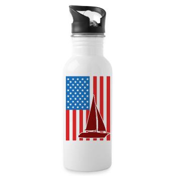 Sailing USA Flag - Water bottle with straw - white - Right