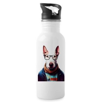 Hipster Dog Bull Terrier #Bullterrier - Gourde avec paille intégrée - blanc - Droite